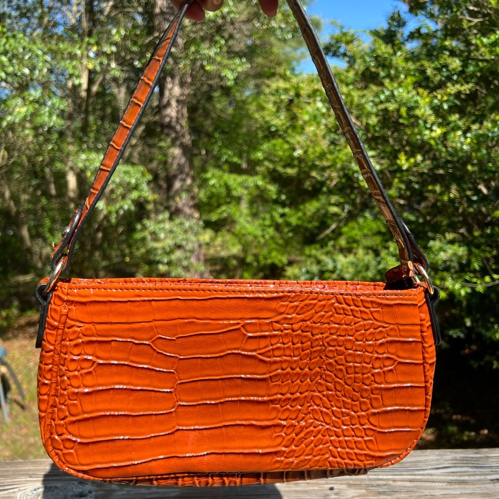 Croc embossed Baguette bag